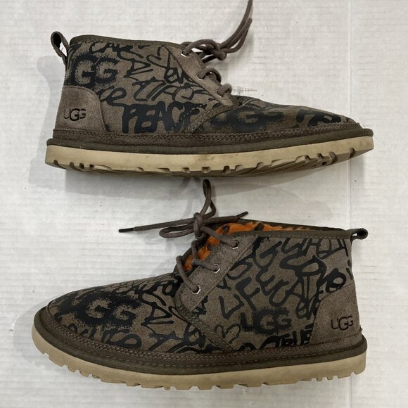 UGG Neumel Street Graffiti Boots Slate Womens 10 Orange Shearling Lined Lace Up - Picture 13 of 16